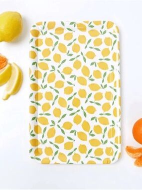 Lemon Pattern Serving Tray in Yellow and Green